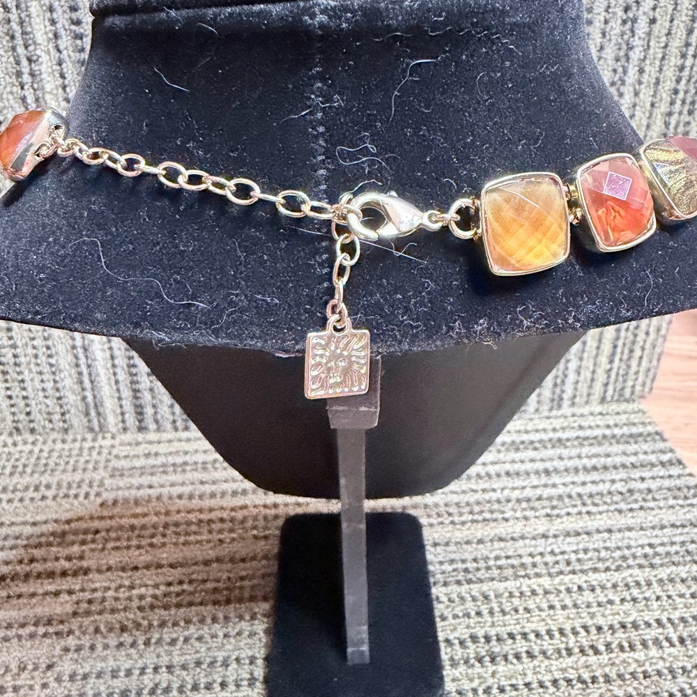 Vintage Erica Lyons Gold-Tone Brown & Amber Gemstone Necklace - Picture 4 of 7